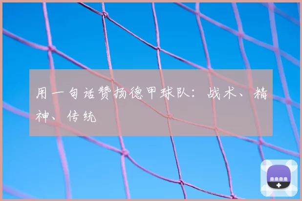 用一句话赞扬德甲球队：战术、精神、传统